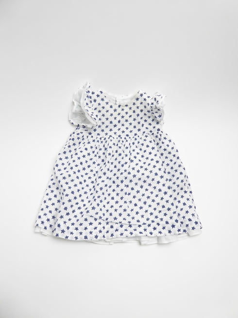 Il gufo - Kleedje (80) Wit kleedje met blauwe sterretjes