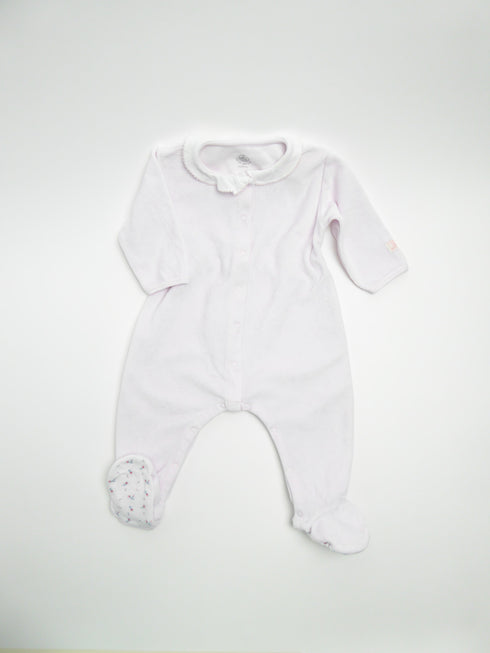 Petit bateau - Pyjama (68) Lichtroze velours pyjama met wit kraagje