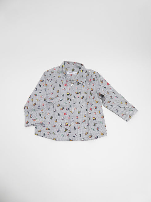 P'tit Filou - Hemd (86) Geruit hemdje met robots