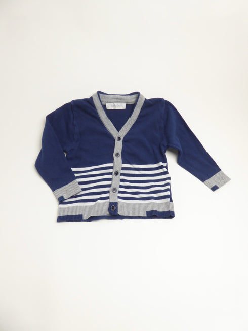 Cardigan (80) Blauw met grijze afwerking