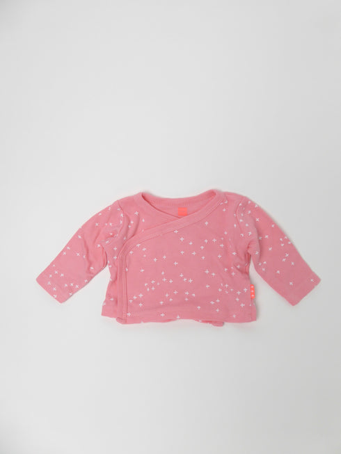 T-shirt lang (44) Roze overslag truitje met koopjes