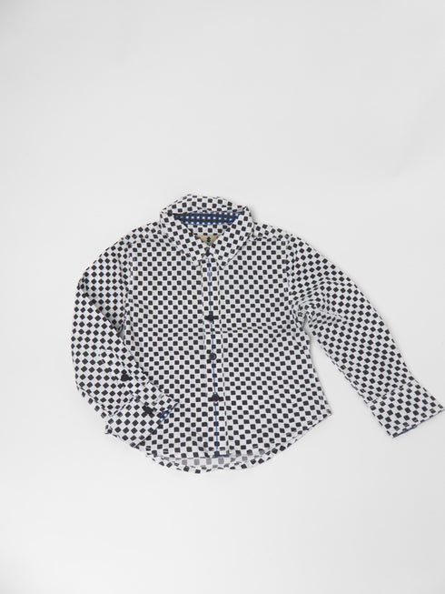 Hemd (98) Wit hemd met zwart patroon