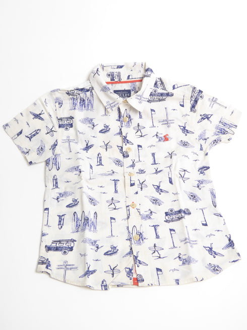 Joules Clothing - Hemd (116) Wit hemd met surfprint korte mouwen