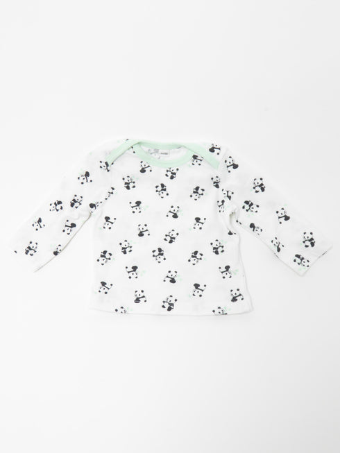 T-shirt lang (50) Witte longsleeve met panda tekening