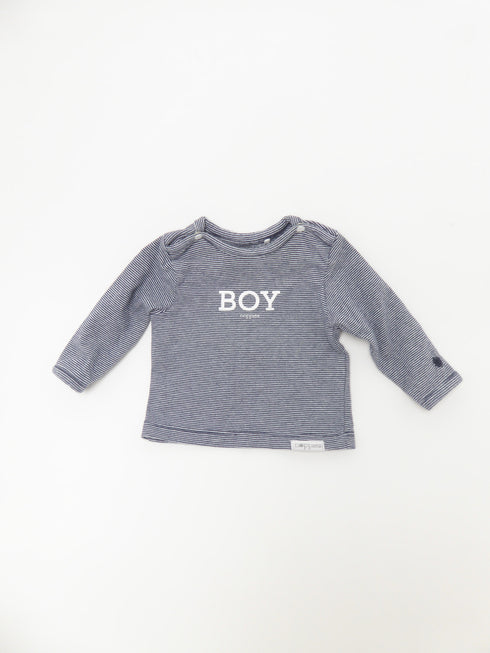 T-shirt lang (50) Grijs/zwart gestreepte longsleeve 'Boy'