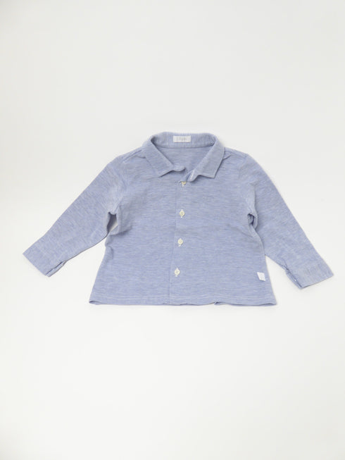 Il gufo - Hemd (80) Grijs blauw gespikkeld hemdje met lange mouwen
