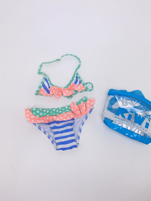 Kiwi - Bikini (92) Leuke bikini met pastelkleuren en frullekes
