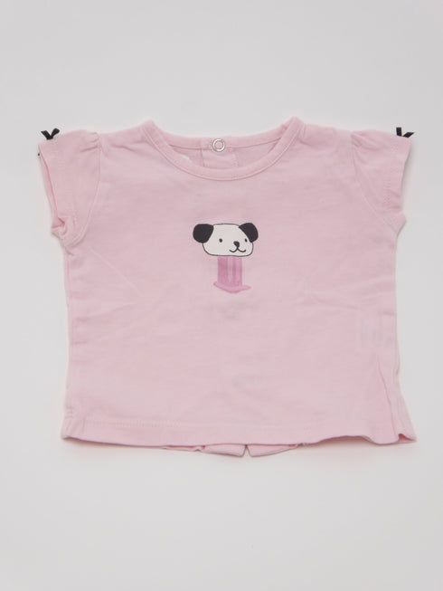 Feliz by Filou - T-shirt kort (50) Roze t-shirt met print hondje