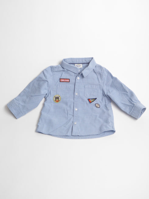 Tape à l'oeil - Hemd (74) Lichtblauw katoenen hemdje, leuk licht stofje