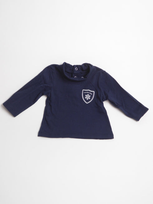 La redoute - T-shirt lang (56) Blauwe longsleeve met kraagje