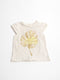 JBC - T-shirt kort (86) Ecru t-shirtje met gold print blaadje - met knoop