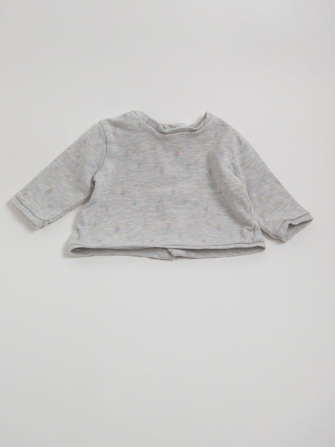 Verbaudet - Trui (62) Grijze trui met tekening boompjess